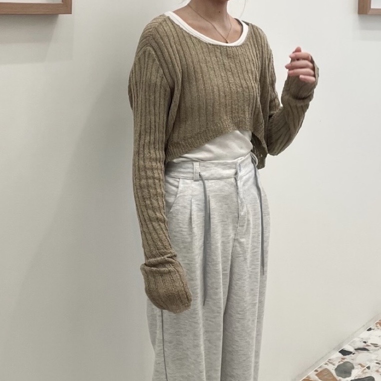 나시+니트 세트]봄 여름 니트 부클 크롭 입술넥 여리핏 얇은니트 투피스 바캉스룩 오피스룩 에어컨 바람막이 